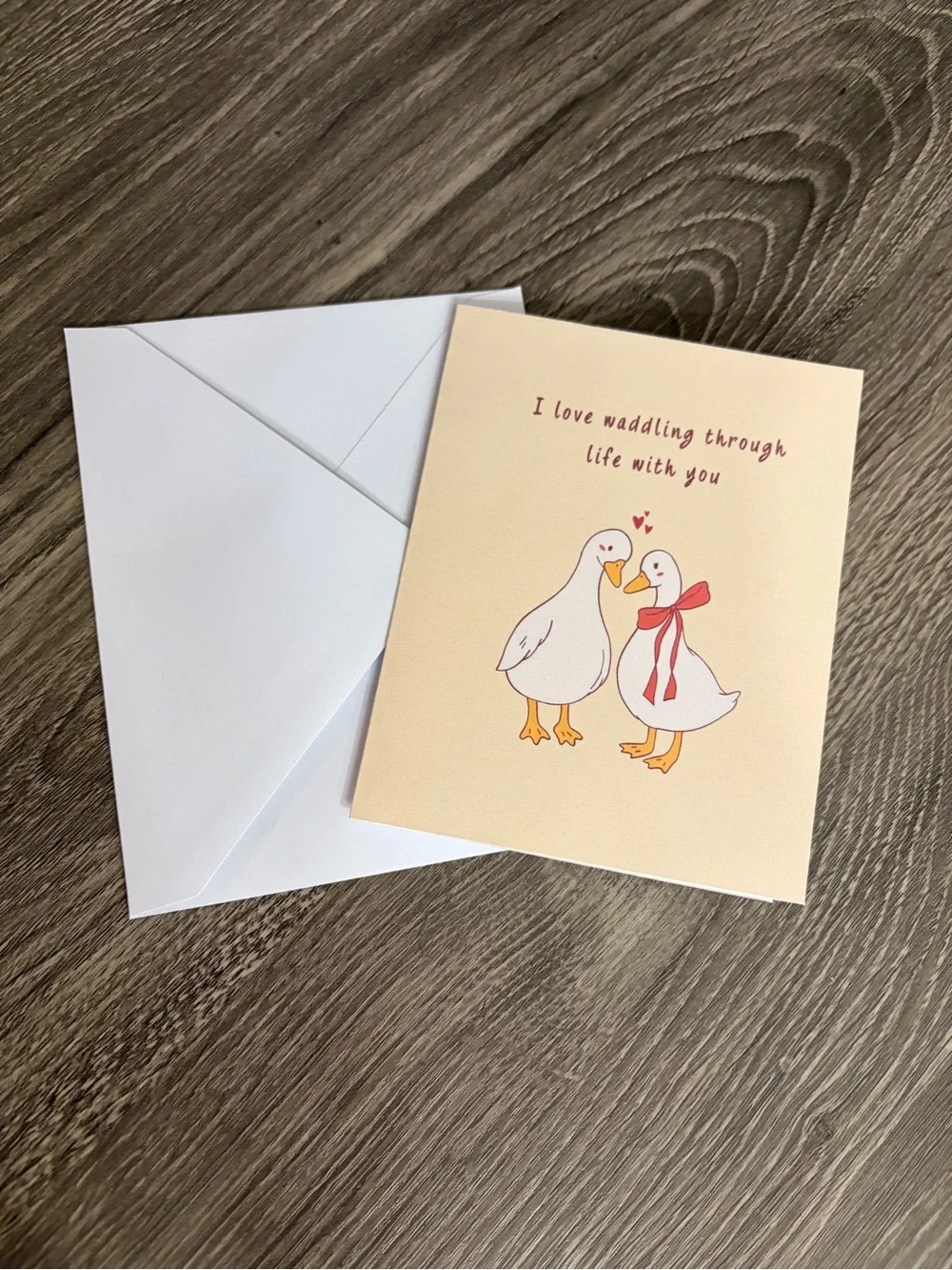 Duck Anniversary Card | Handmade Blank Card | Cute Goose Card | A2